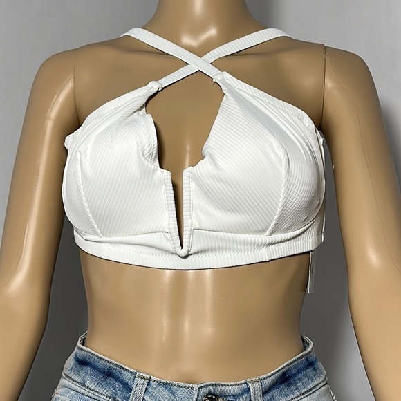 Shade & Shore Other - Shade & Shore Bikini Top White Texture Gold Clips Adjustable (X2EGWL)